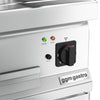 Płyta grillowa elektryczna - chromowana - 4,5kW - Gładka - Powierzchnia: 395x535mm - na podstawie z szafką - z szafką z 1 drzwiami