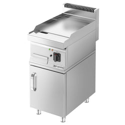 Płyta grillowa elektryczna - 3,6kW - Gładka - Powierzchnia: 395x535mm - na podstawie z szafką - z szafką z 1 drzwiami