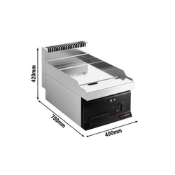 Płyta grillowa elektryczna - chromowana - 4,5kW - Gładka - Powierzchnia: 395x535mm - nastawna