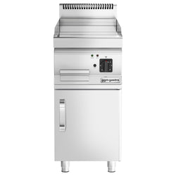 Płyta grillowa elektryczna - chromowana - 4,5kW - Gładka - Powierzchnia: 395x535mm - na podstawie z szafką - z szafką z 1 drzwiami