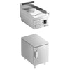 Płyta grillowa elektryczna - chromowana - 4,5kW - Gładka - Powierzchnia: 395x535mm - na podstawie z szafką - z szafką z 1 drzwiami