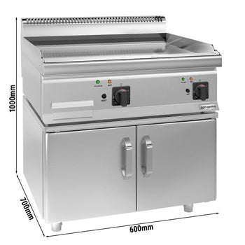 Elektryczna płyta grzewcza - z powłoką z twardego chromu - 9 kW - gładka - wraz z podstawą z 2 drzwiami - Prime Gastro