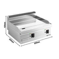 Commercial Electric Griddle - with Hard Chrome Plate - 9.0kW - Smooth Plate - Cooking area: 595x500mm