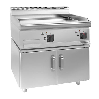 Elektryczna płyta grillowa - 9 kW - Gładka - włącznie z podstawą z 2 drzwiczkami - Prime Gastro