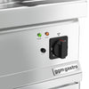 Płyta grillowa elektryczna - chromowana - 9kW - Gładka - Powierzchnia: 595x500mm - na podstawie z szafką - z szafką z 2 drzwiami