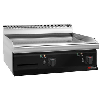 Elektryczna płyta grillowa – z powłoką z twardego chromu – 8 kW – gładka – wraz z podstawą z 2 drzwiami - Prime Gastro