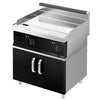 Płyta grillowa elektryczna - chromowana - 8,0kW - Gładka - Powierzchnia: 795x535mm - na podstawie z szafką - z szafką z 2 drzwiami