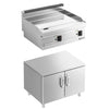 Płyta grillowa elektryczna - chromowana - 9kW - Gładka - Powierzchnia: 595x500mm - na podstawie z szafką - z szafką z 2 drzwiami