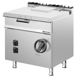 Patelnia przechylna do smażenia – elektryczna – 60 L – 9 kW – z przechyłem ręcznym i przyłączem wody