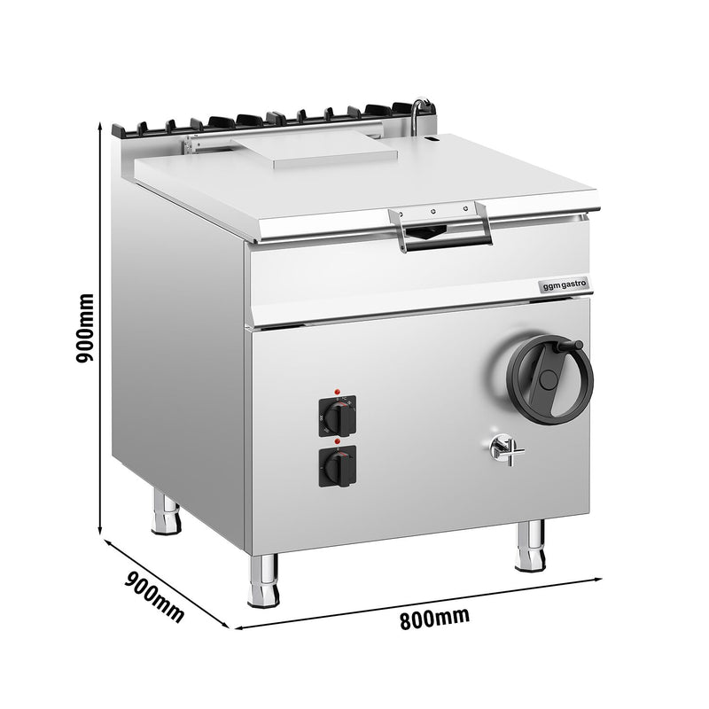 Elektro Kippbratpfanne - 80 Liter - 12 kW - mit Handrad und Wasseranschluss