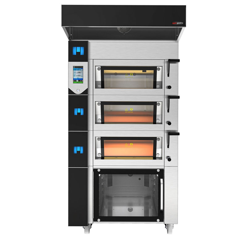 Modular bakery oven – touch control – with steam function – with 3 baking chambers – with proofer, hood and base with runners for EN trays, image 1 of 18