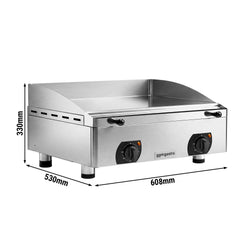 Płyta grillowa elektryczna - z powłoką z twardego chromu - 4 kW – gładka –powierzchnia smażenia: 555 x 400 mm