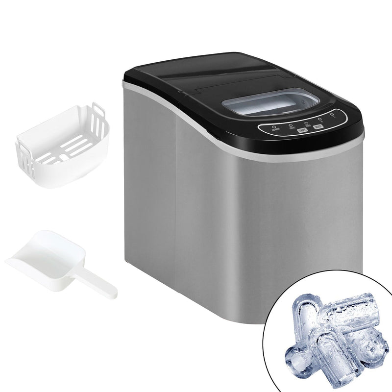 Kostkarka do lodu – kształt: wydrążony cylinder – 12 kg/24 h – srebrna