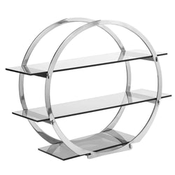Stojak bufetowy - 3 - poziomowy - stal nierdzewna i plexi - Ø 490mm - Wys.: 490mm - Okrągły - Chrom