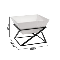 Stojak bufetowy - Czarny - w zestawie 1 miska z melaminy - Kwadratowy - Wys.: 175mm - stal malowana proszkowo i melamina