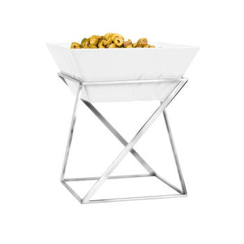 Etażerka / Stojak bufetowy - chrom - włącznie z 1 miską z melaminy - kwadratowy - Prime Gastro