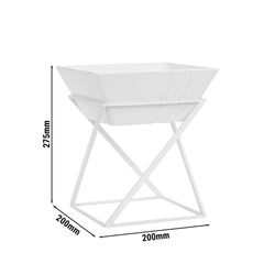 Stojak bufetowy - Biały - Wys.: 275mm - w zestawie 1 miska z melaminy - stal nierdzewna malowana proszkowo + melamina - Kwadratowy