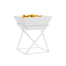 Stojak bufetowy - Biały - Wys.: 275mm - w zestawie 1 miska z melaminy - stal nierdzewna malowana proszkowo + melamina - Kwadratowy