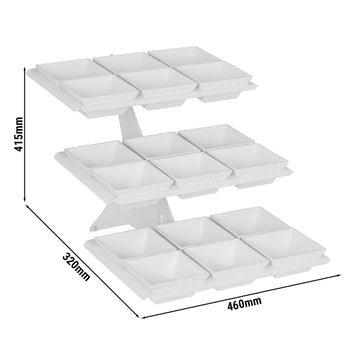 Etażerka/ Stojak bufetowy - biały - włącznie z 18 miskami z melaminy - kwadratowy - Prime Gastro