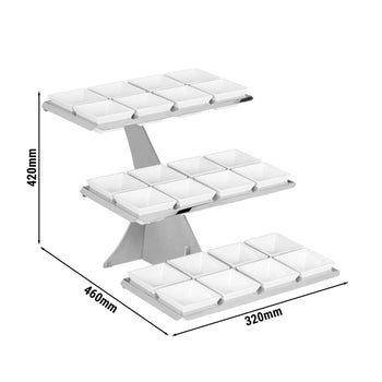Etażerka/ Stojak bufetowy - chrom - włącznie z 24 miskami z melaminy - kwadratowy - Prime Gastro