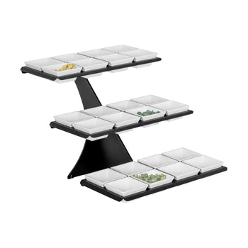 Etażerka/ Stojak bufetowy - czarny - włącznie z 24 miskami z melaminy - kwadratowy - Prime Gastro