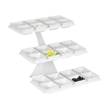 Etażerka / Stojak bufetowy - biały - włącznie z 24 miskami z melaminy - kwadratowy - Prime Gastro