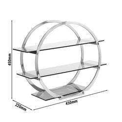 Stojak bufetowy - 3 - poziomowy - stal nierdzewna i plexiglas - Okrągły - Ø 450mm - Wys.: 450mm - Chrom