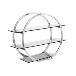 Stojak bufetowy - 3 - poziomowy - stal nierdzewna i plexiglas - Okrągły - Ø 450mm - Wys.: 450mm - Chrom