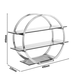 Stojak bufetowy - 3 - poziomowy - stal nierdzewna i plexi - Ø 490mm - Wys.: 490mm - Okrągły - Chrom