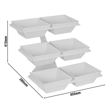 Etażerka/ Stojak bufetowy - biały - włącznie z 6 miskami z melaminy - kwadratowy - Prime Gastro