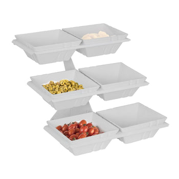 Etażerka/ Stojak bufetowy - biały - włącznie z 6 miskami z melaminy - kwadratowy - Prime Gastro