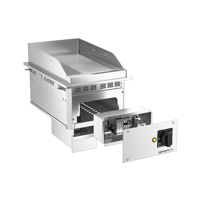 Elektryczna płyta grillowa do zabudowy – 4,5 kW – ryflowana - powierzchnia smażenia: 344x484 mm