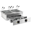 Commercial Electric Drop-in Pasta Cooker – 13+13 L – 15 kW - with drain tap - incl. 6 Baskets