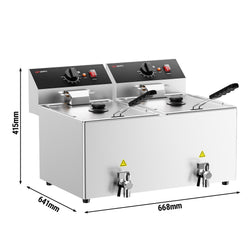 Frytownica elektryczna dwukomorowa nastolna - 12+12L - 6,5kW - z kranem spustowym