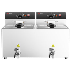 Frytownica elektryczna dwukomorowa nastolna - 12+12L - 6,5kW - z kranem spustowym