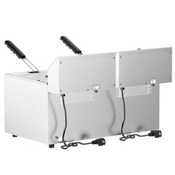 Frytownica elektryczna dwukomorowa nastolna - 12+12L - 6,5kW - z kranem spustowym
