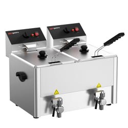 Podwójna frytownica elektryczna - 8+8 litrów - 6,5 kW - z kranem spustowym