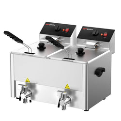 Podwójna frytownica elektryczna - 8+8 litrów - 6,5 kW - z kranem spustowym