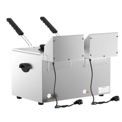 Podwójna frytownica elektryczna - 8+8 litrów - 6,5 kW - z kranem spustowym
