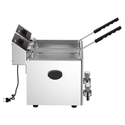 Podwójna frytownica elektryczna - 8+8 litrów - 6,5 kW - z kranem spustowym