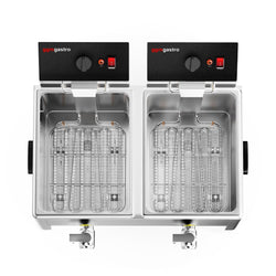 Frytownica elektryczna dwukomorowa nastolna - 8+8L - 6,5kW - z kranem spustowym