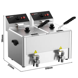 Podwójna frytownica elektryczna - 8+8 litrów - 6,5 kW - z kranem spustowym