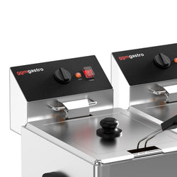 Podwójna frytownica elektryczna - 8+8 litrów - 6,5 kW - z kranem spustowym