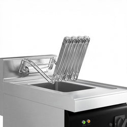 Frytownica elektryczna jednokomorowa nastolna - 10L - 13,2kW - z kranem spustowym - Czarny