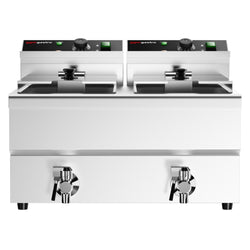 Podwójna frytownica elektryczna - 8+8 litrów - 6,5 kW - z kranem spustowym