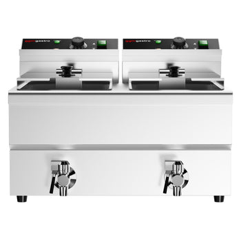 Podwójna frytownica elektryczna - 8+8 litrów - 6,5 kW - z kranem spustowym - Prime Gastro