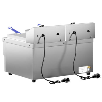 Podwójna frytownica elektryczna - 8+8 litrów - 6,5 kW - z kranem spustowym - Prime Gastro