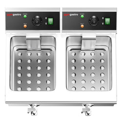 Podwójna frytownica elektryczna - 8+8 litrów - 6,5 kW - z kranem spustowym