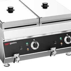 Frytownica podwójna - 600 mm - 13+13 litrów - 9 kW - z kranem spustowym