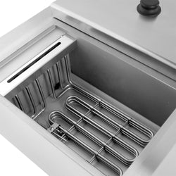 Podwójna frytkownica elektryczna – 600 mm – 13+13 litrów – 9 kW – z kranikiem spustowym